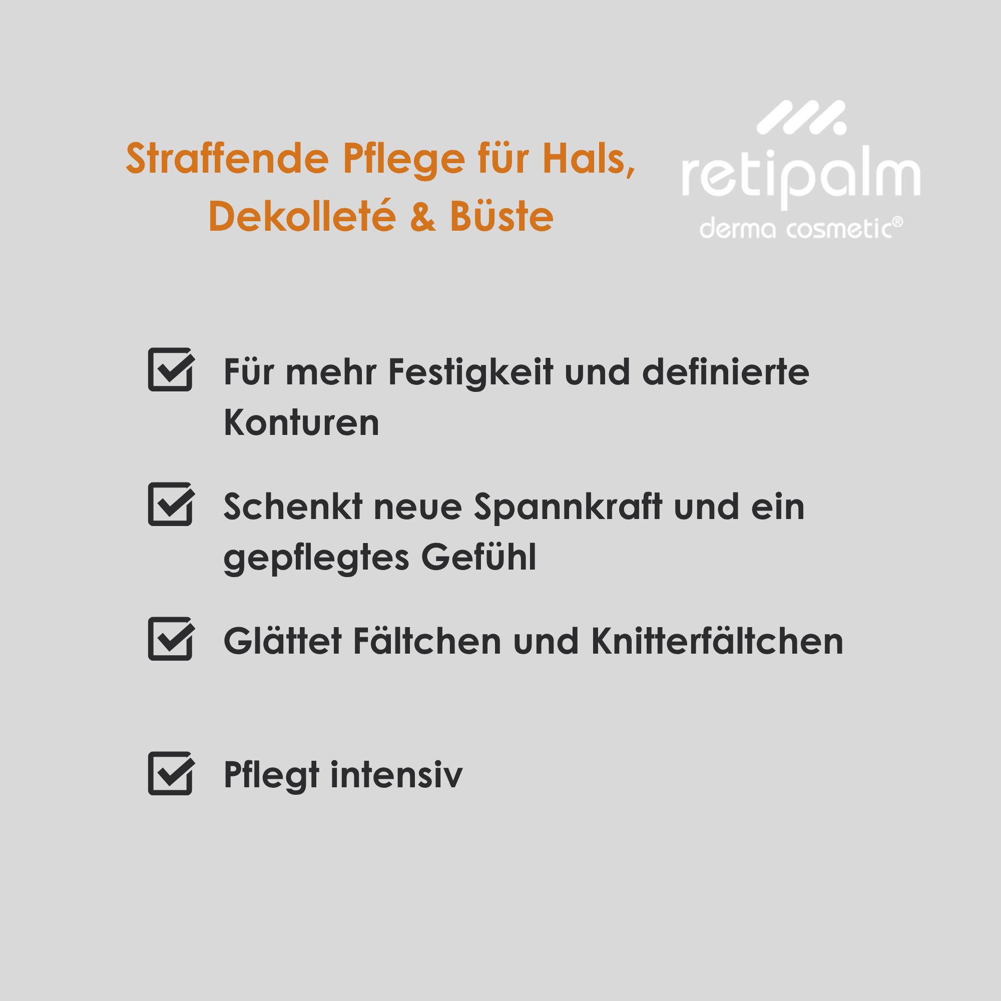 retipalm Neck Cream Hals, Dekolleté & Büste – strafft, glättet und mildert Knitterfältchen