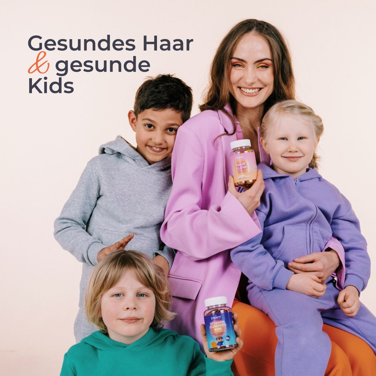 yuicy Hair Glow & Kids Multivitamin | Hochdosierte Vitamin Fruchtgummies | vegan