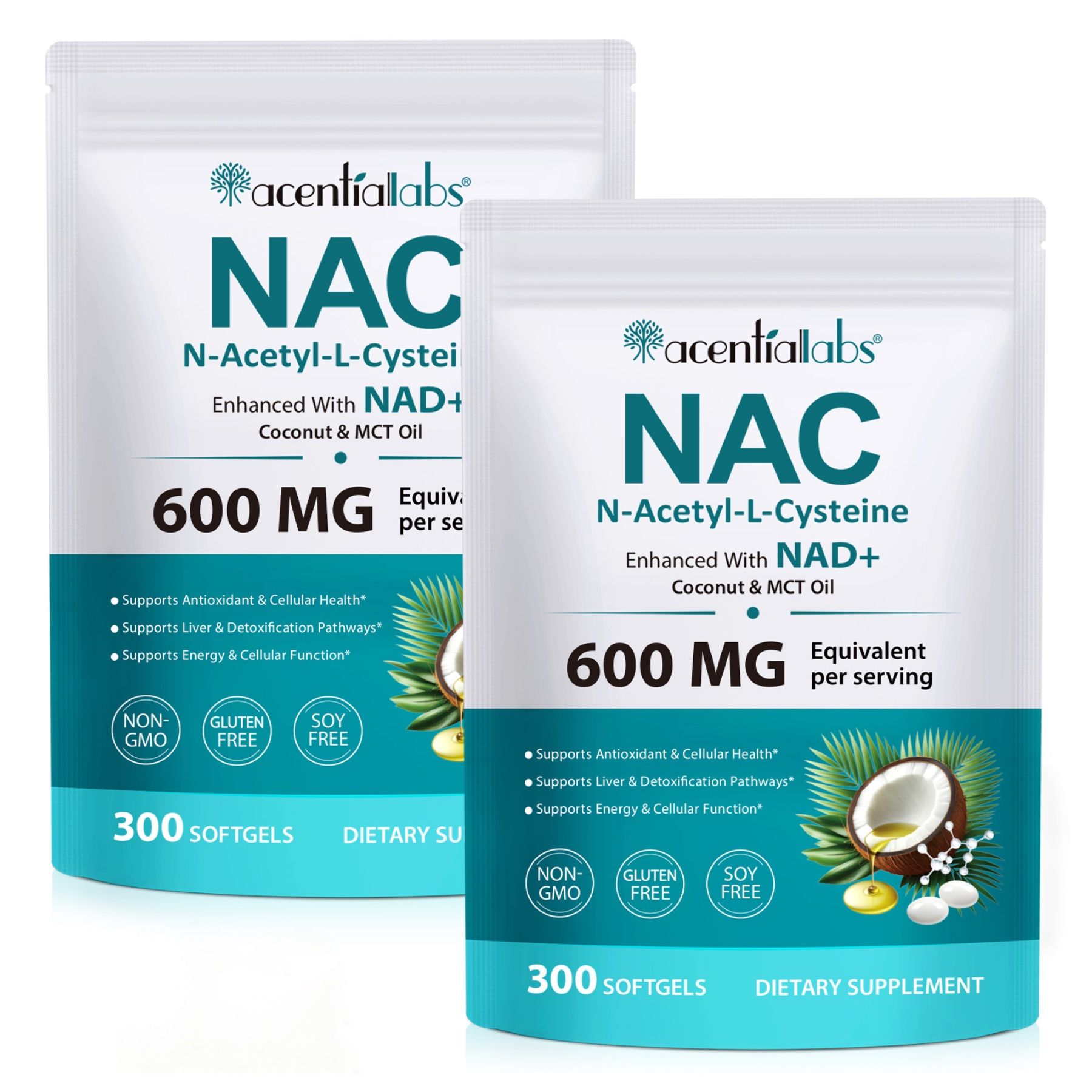 Acentiallabs NAC N-Acetyl L-Cysteine Aminosäure Softgels Hochdosiert Immunsystem