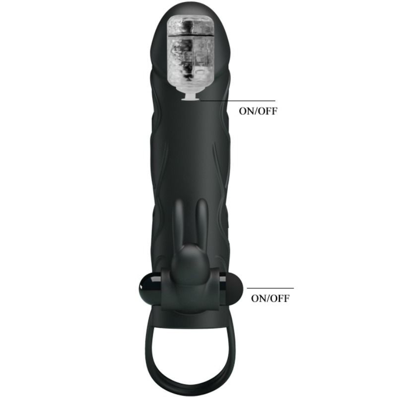 Pretty Love Penishülle mit Klitorisstimulation schwarz 14 cm