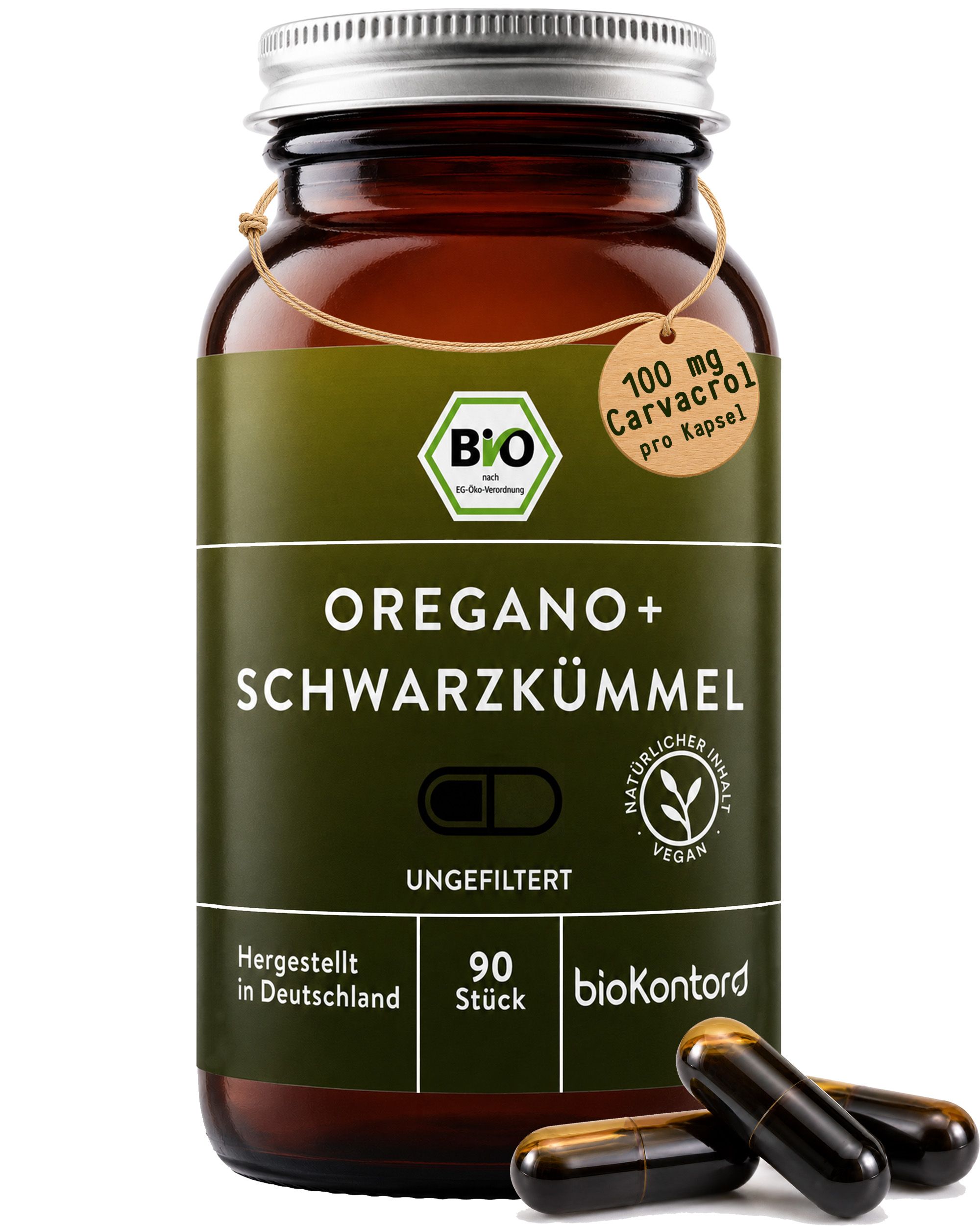 Oreganoöl und Schwarzkümmelöl Kapseln - 100 mg Carvacrol