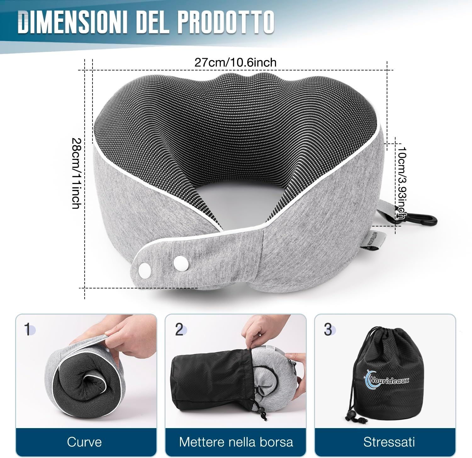 Nourideaux Nackenkissen Grau Flugzeug Reise