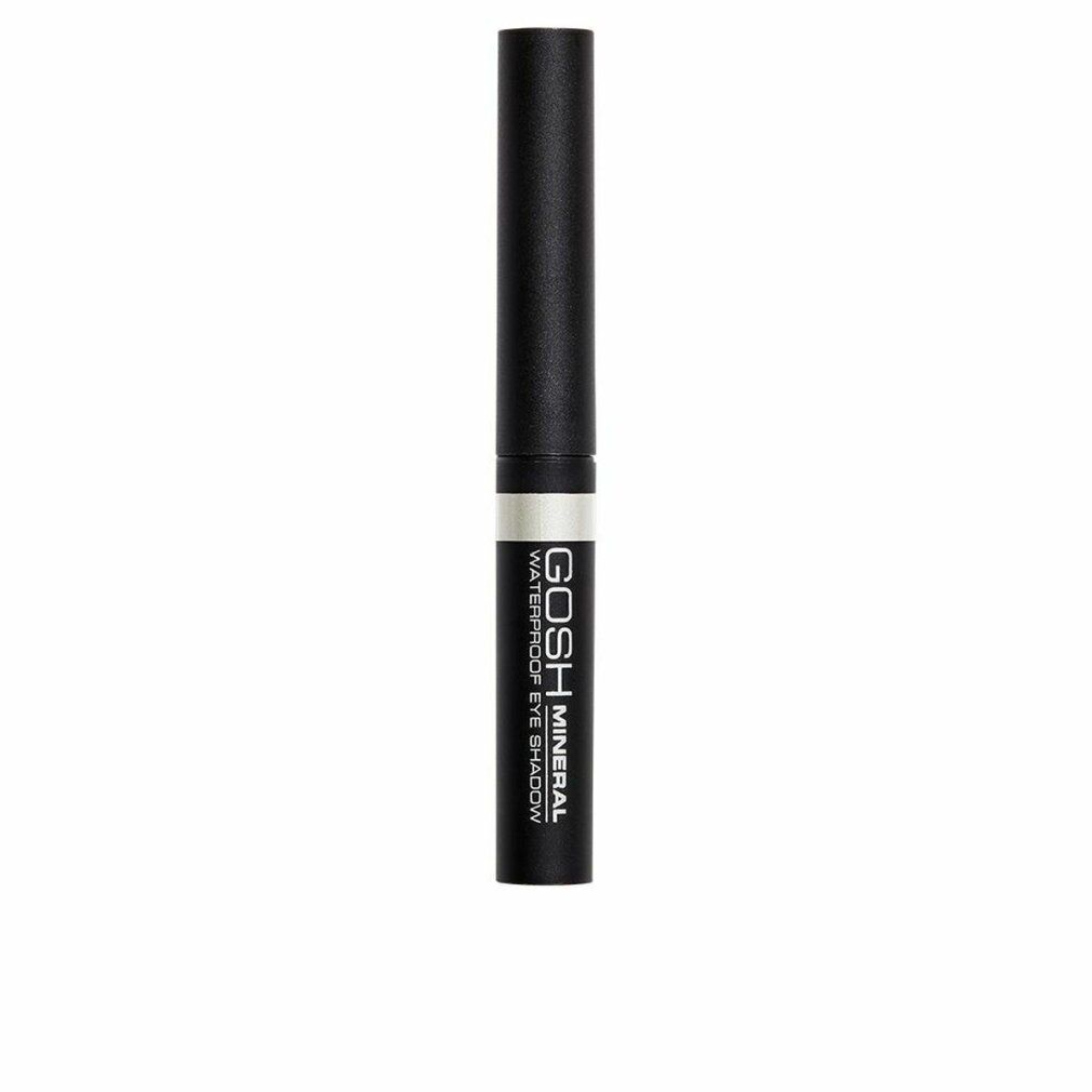 Gosh Mineral Waterproof Eye Shadow. Schwarzer Stift mit weißem Lidschatten. Text: Waterproof Eye Shadow, Mineral.
