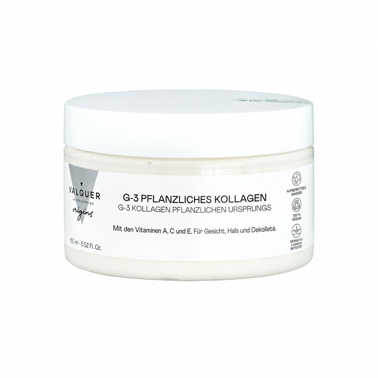 Valquer Juicy Skin Nachtcreme-Tiegel und eine Tagescreme auf Kartons.