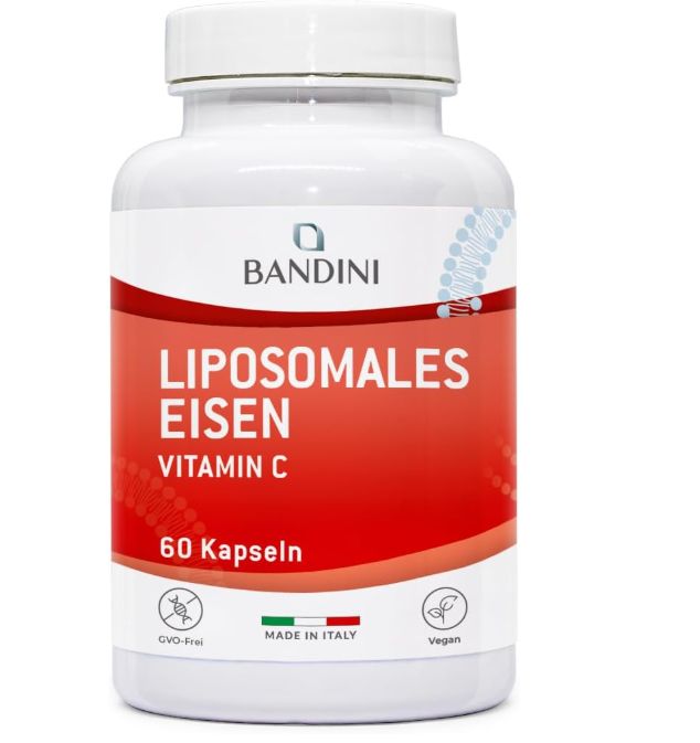 Bandini Liposomales Eisen Vitamin C, 60 Kapseln. Hergestellt in Italien. GVO-frei, vegan.