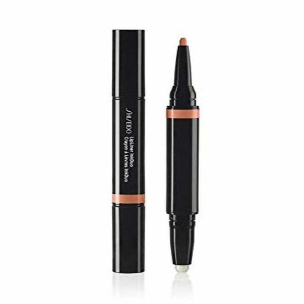 SHISEIDO Lip Liner Ink Duo 01. Schwarzer Stift mit beiger Farbe. Ein Ende ist ein Lipliner, das andere ein Applikator.