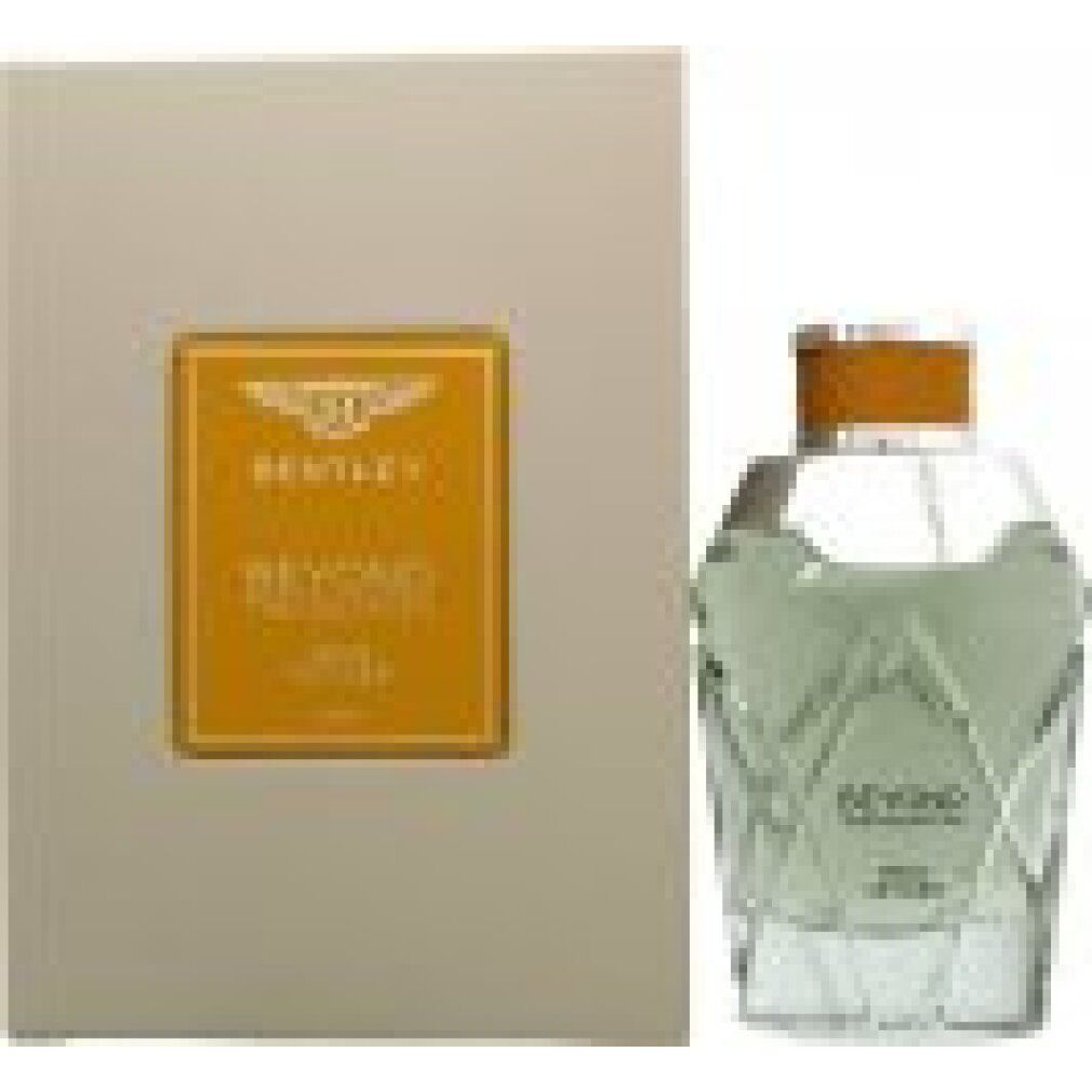 Parfümflakon und Verpackung. Flakon mit Glasstruktur, orangefarbenem Verschluss. Verpackung mit Logo und Aufschrift: BEYOND THE COLLECTION WILD VETIVER.