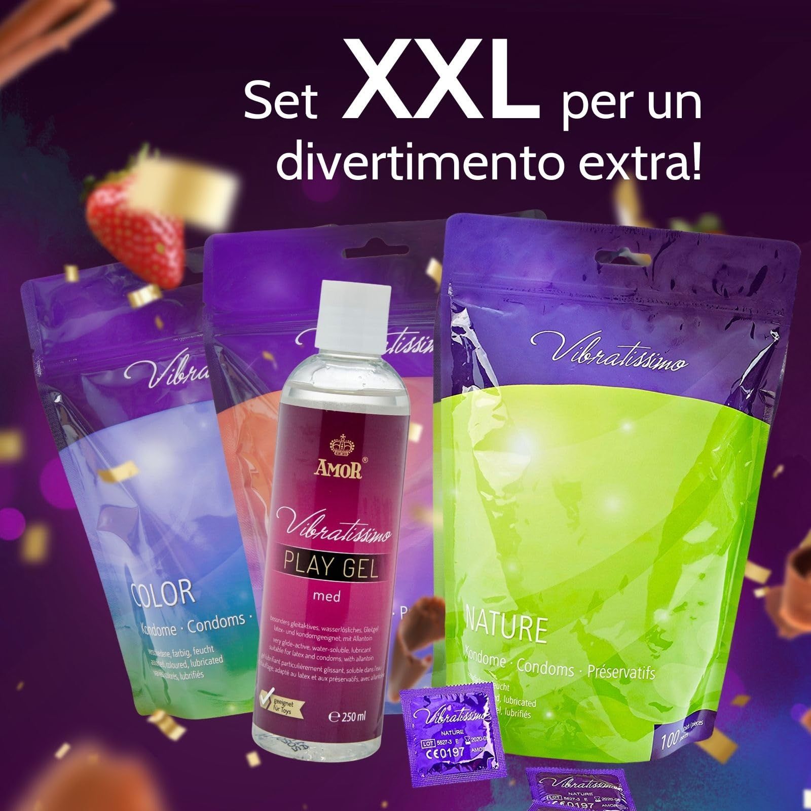 Vibratissimo Kondome Mix + Play Gel Set
