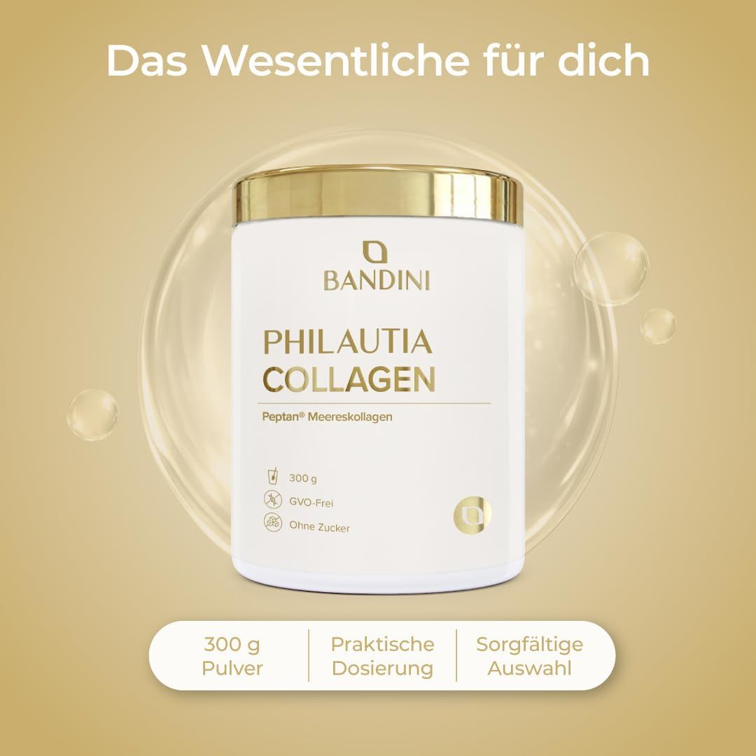Bandini Philautia Collagen Dose. 300g Pulver. Praktische Dosierung, sorgfältige Auswahl.