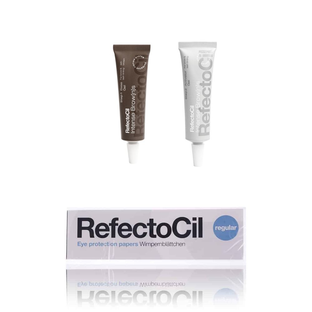 RefectoCil Intense Brow[n]s Base Gel Aschbraun & Activator Gel & Wimpernblättchen Set