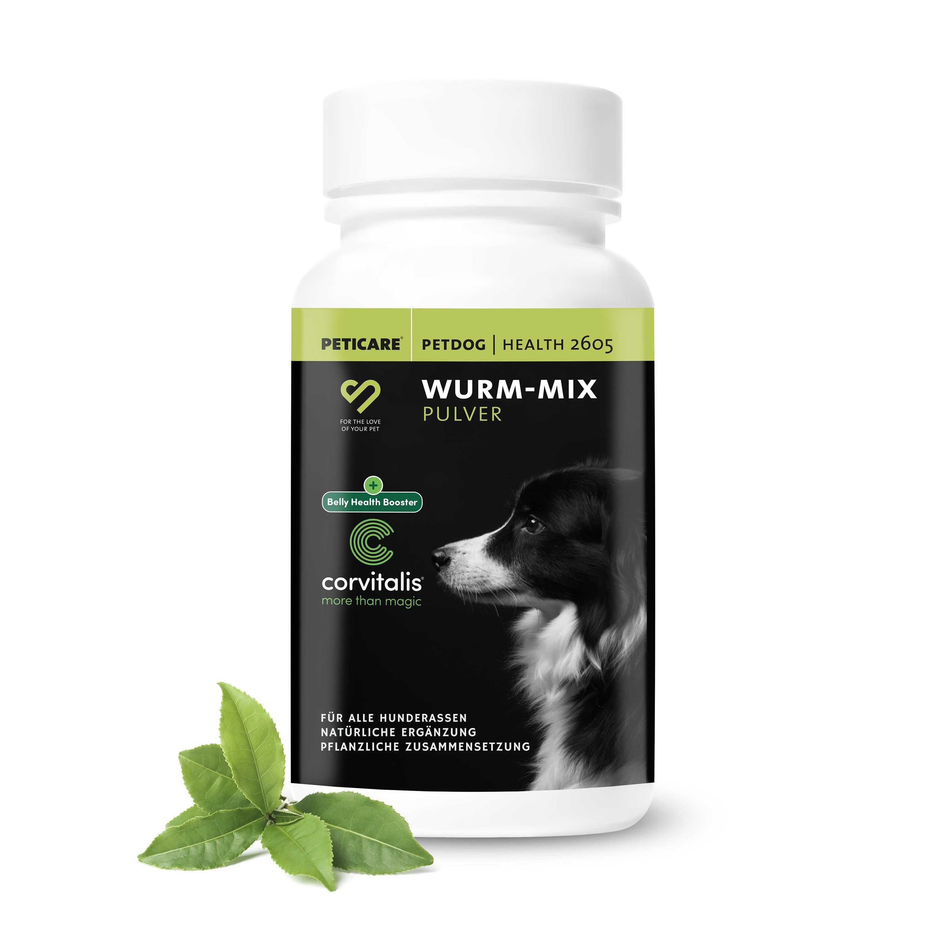 Peticare Wurm-Mix Pulver für Hunde, zur Unterstützung eines natürlichen Darmmilieus