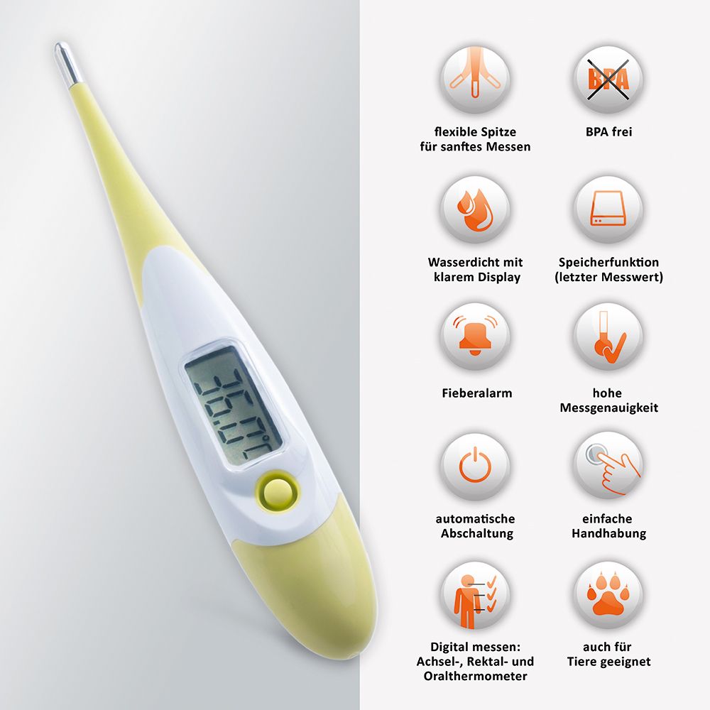 self-diagnostics digitales Fieberthermometer mit weicher, flexibler Spitze