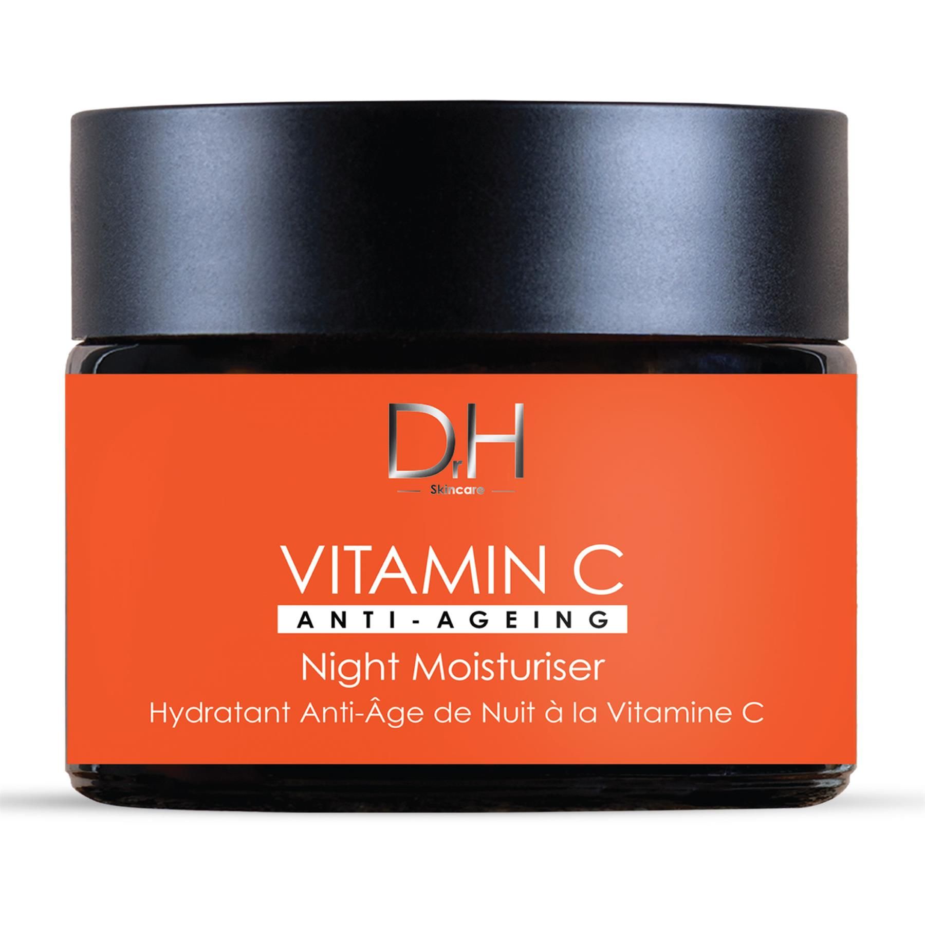 Dr H Vitamin C Anti-Aging Nachtcreme in einem Glasbehälter.