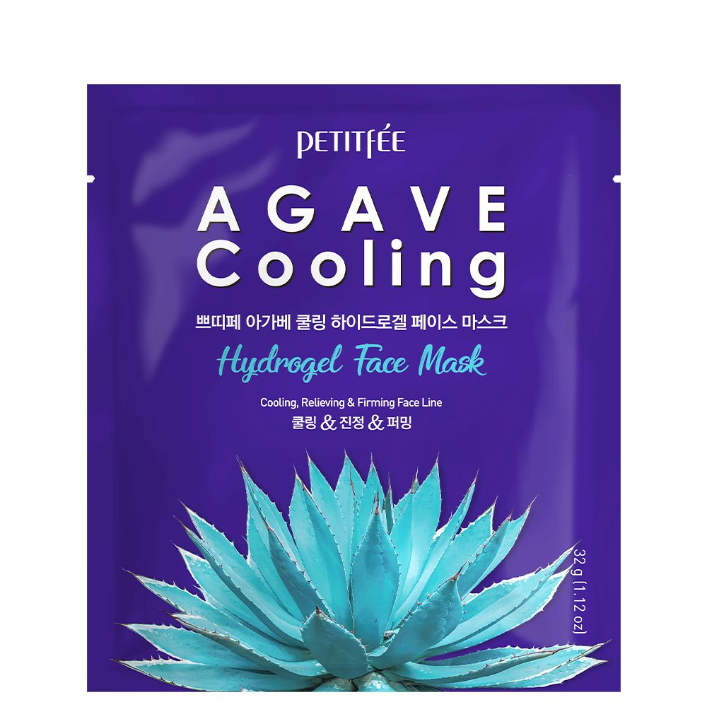 Petitfée Agave Cooling Hydrogel Face Mask Verpackung mit Agavenpflanze.