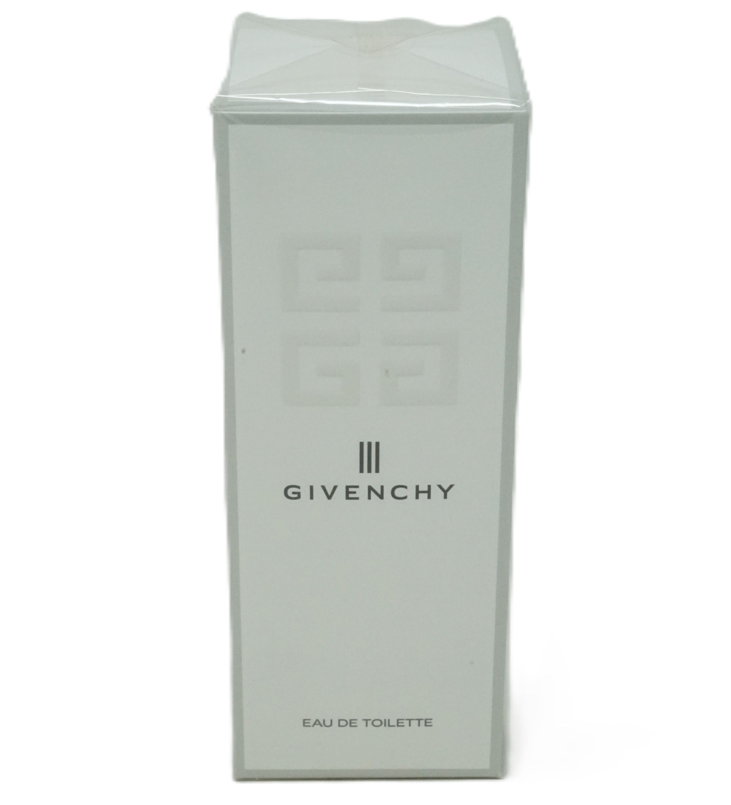 Weißer Karton mit Givenchy-Logo und Schriftzug "Eau de Toilette".