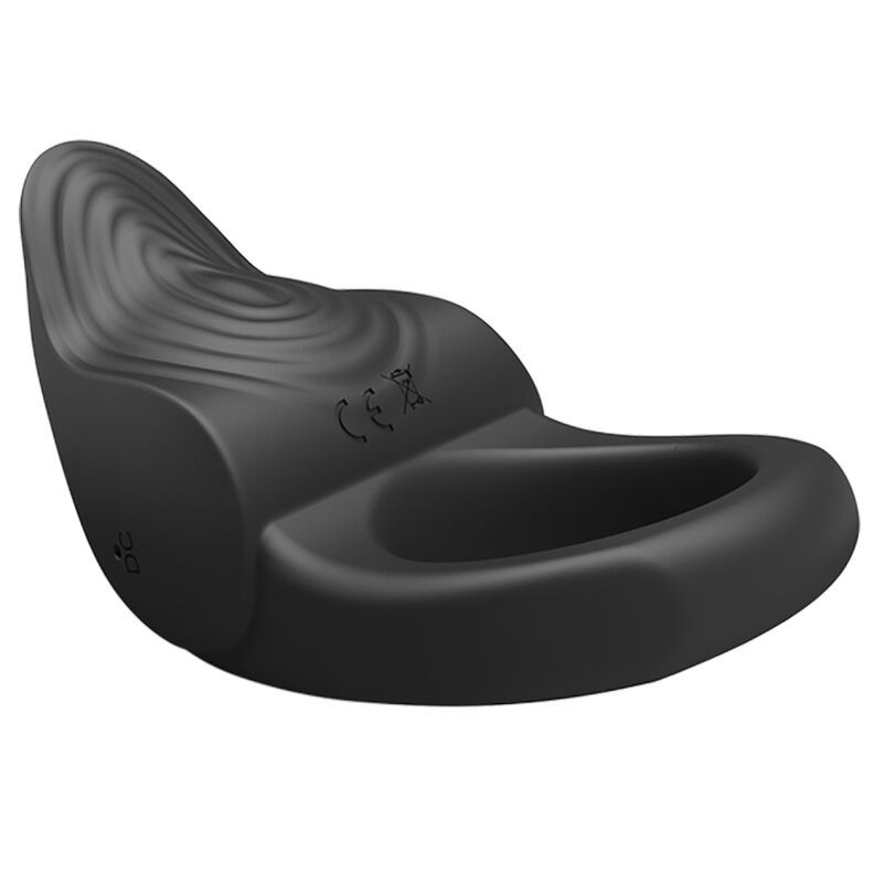 Schwarzer Penisring. Oberseite mit Rillenmuster. Ringform.