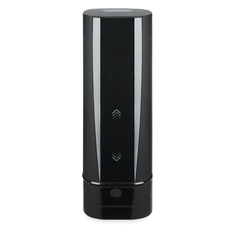 Schwarzer Onyx+ Masturbator mit Pfeilsymbolen und Power-Knopf.