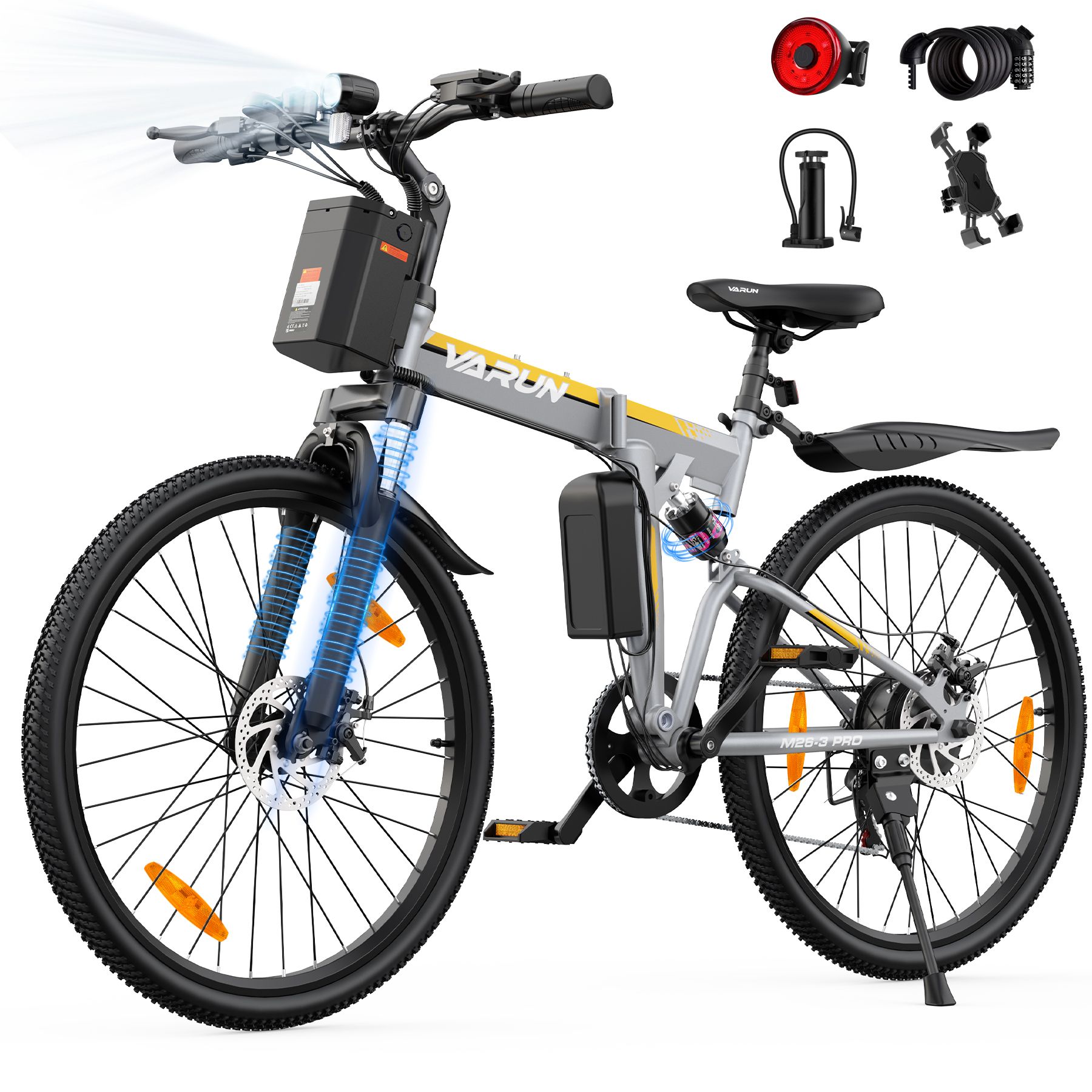 VARUN M26-3 PRO Faltbares E-Bike, 48V 7,8Ah Akku, Vollfederung