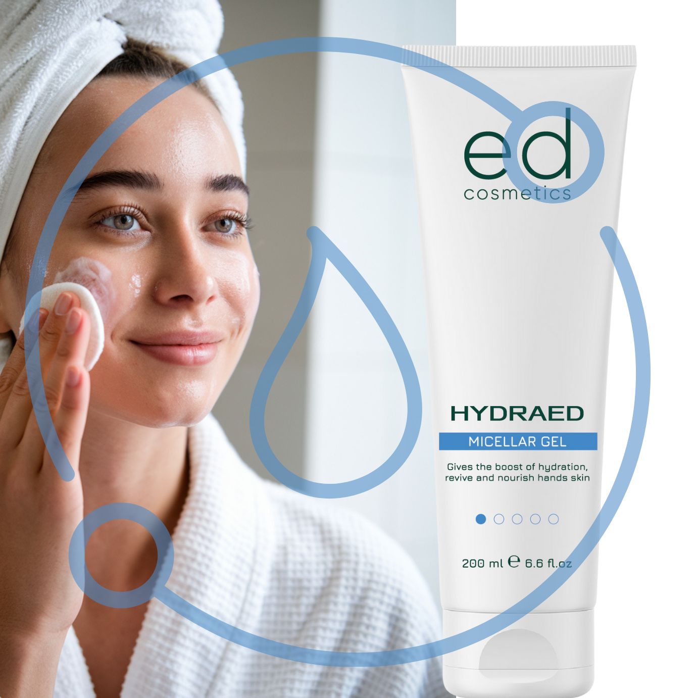 ED COSMETICS HydraED MIZELLEN-GEL  – SANFTE REINIGUNG & Feuchtigkeit – für empfindliche Haut täglich