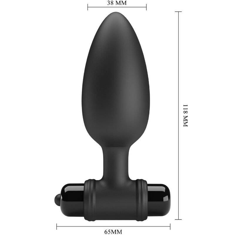 Schwarzer Vibrations-Analplug mit breiter Basis und Bedienelementen. Glatte Oberfläche, ergonomische Form.