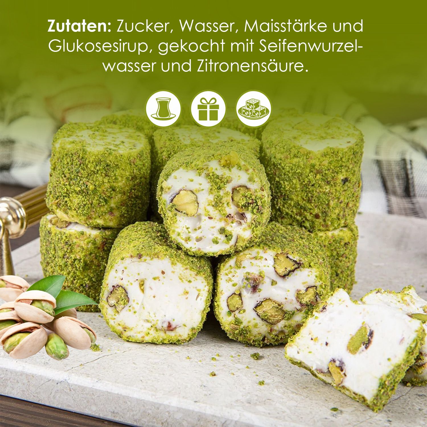 WeNatur Pistazien und Pistazienummantelung Sultan Lokum