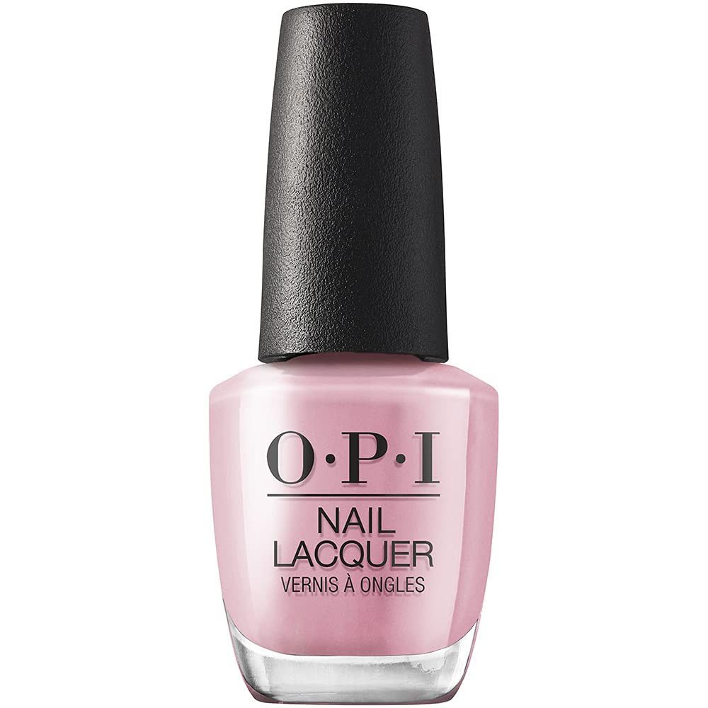 O.P.I. Nagellacke Flasche. Rosa Lack mit schwarzem Deckel. Produktname und Marke sind deutlich sichtbar.