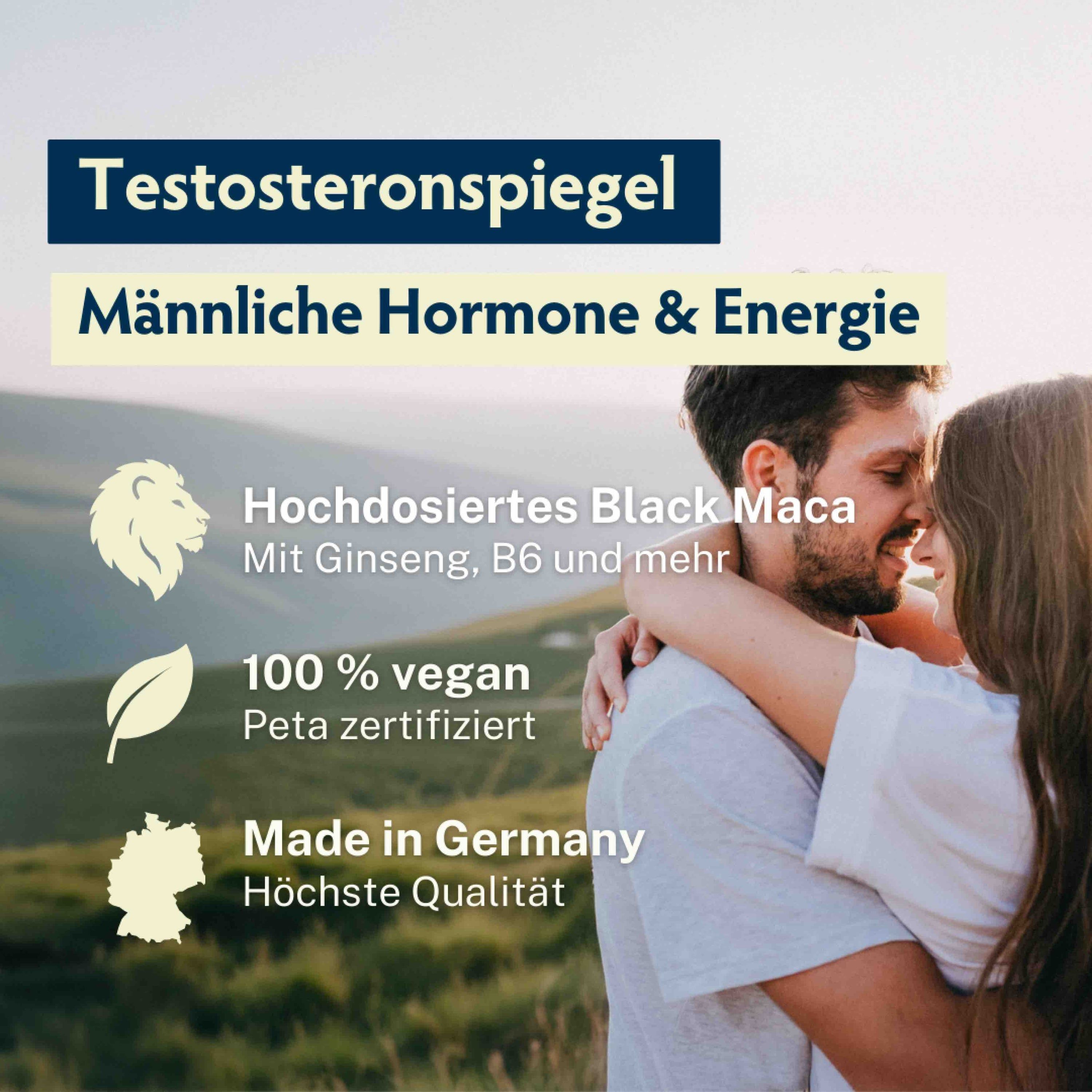 MascuPRO Produktbox, 90 Tage Vorteilspackung und Nährwerttabelle.