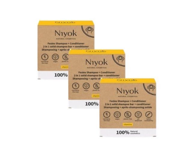Niyok 2-in-1 Haar Shampoo & Conditioner 3-er Pack