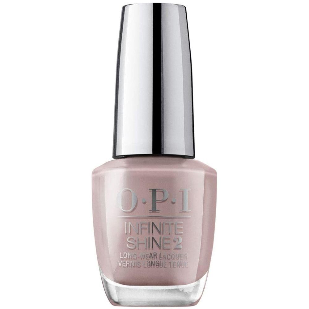 OPI Infinite Shine 2 Nagellackflasche. Hellrosa Lack, silberner Deckel. Produktname und Marke sichtbar.