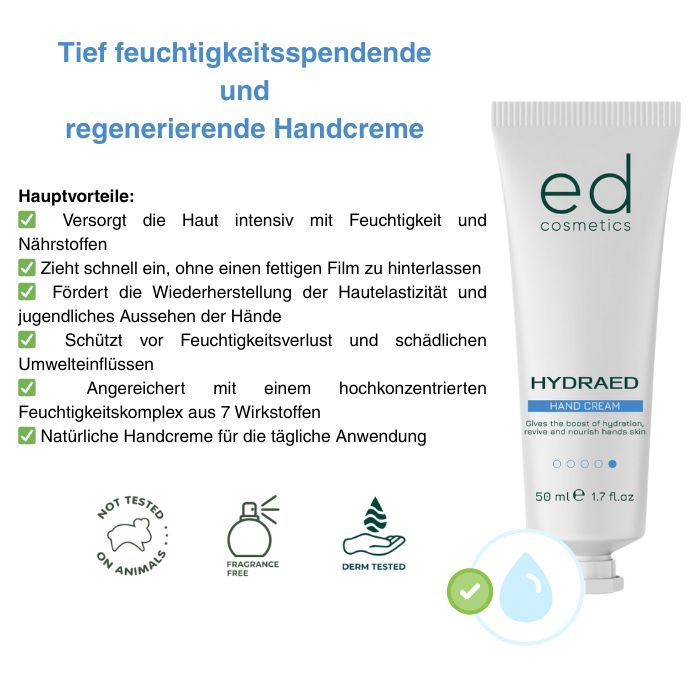 ED COSMETICS HydraED Handpflege – Intensive Feuchtigkeit & Schutz für die Hände