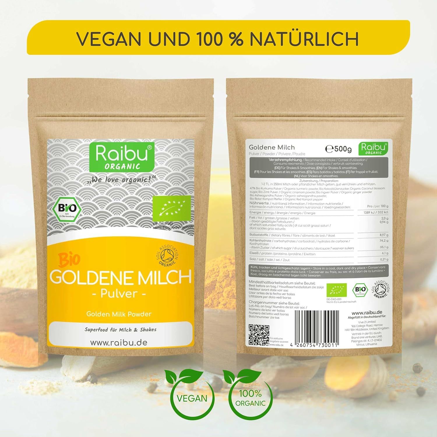 RAIBU Goldene Milch Pulver BIO - 500g