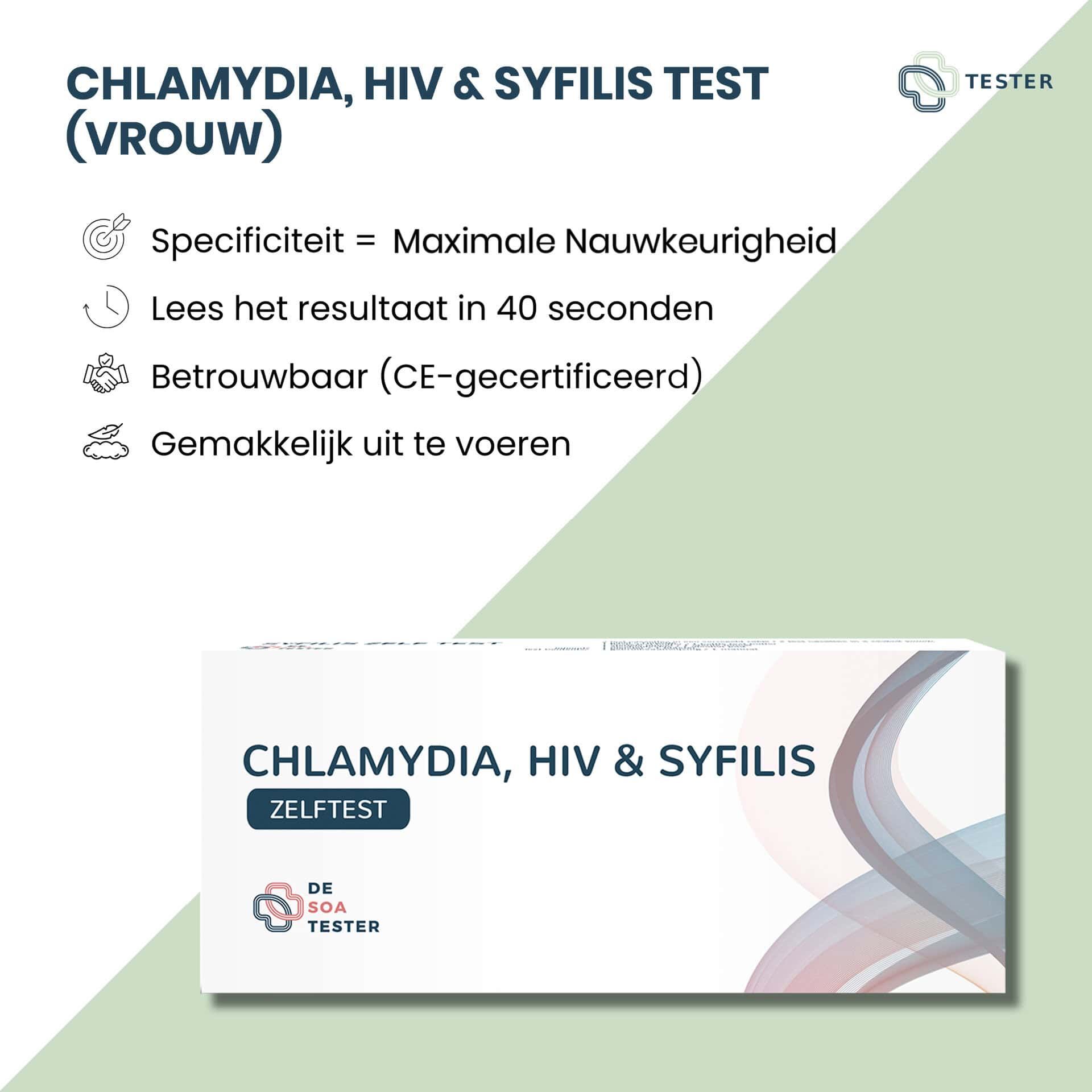 Chlamydien, HIV und Syphilis Test (Frau) - für Zuhause - Schnellergebnis - The Tester