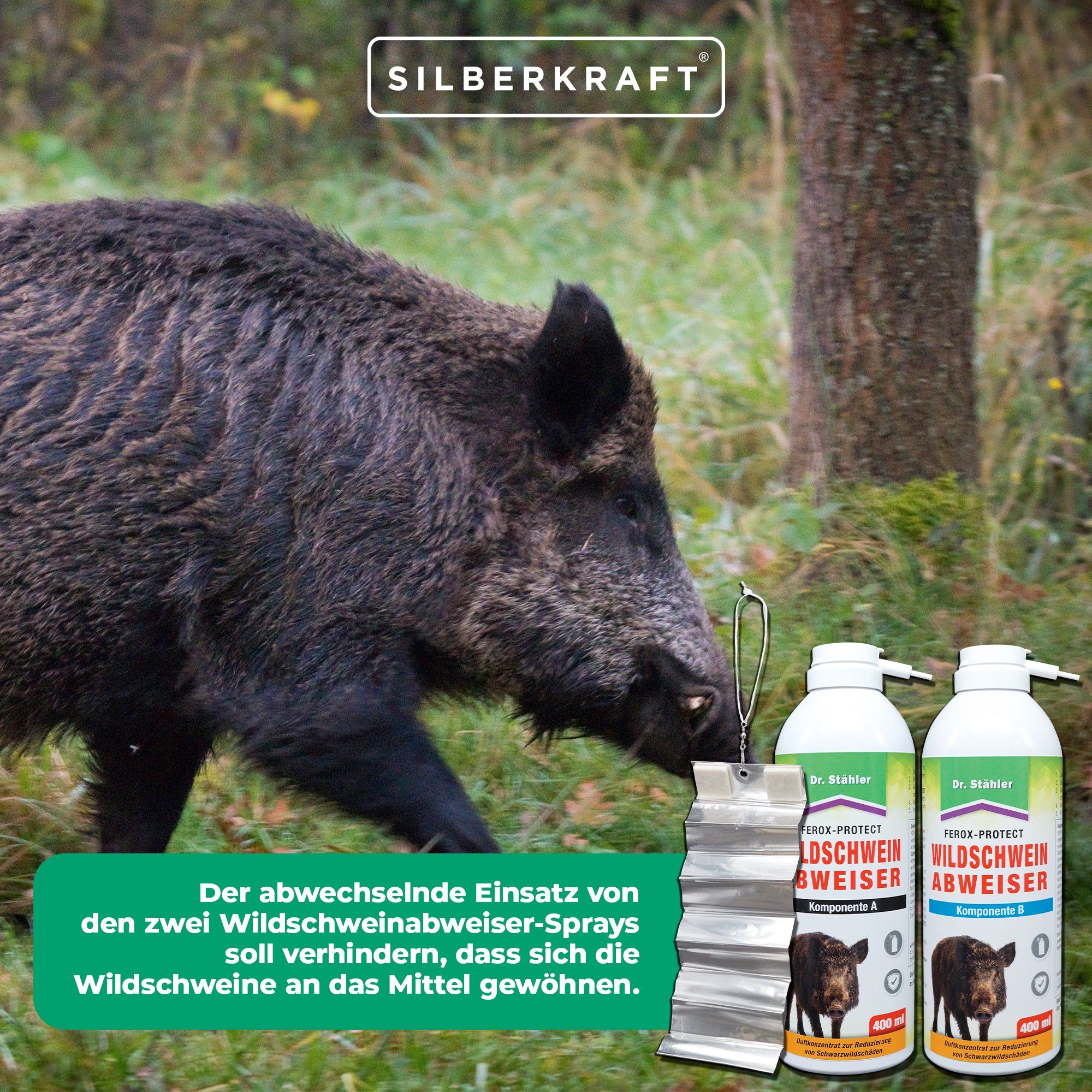 SILBERKRAFT Ferox-Protect Wildschweinabweiser Spray-Set