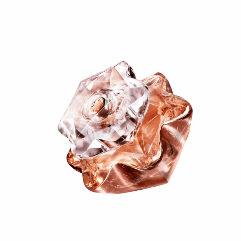 Parfümflakon, rosa-goldfarbenes Glas, sternförmig. Transparenter Deckel. Draufsicht.
