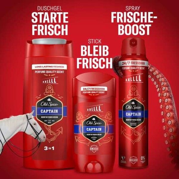 Old Spice Captain Reisetasche Geschenkset mit Deostick, Deospray und Duschgel