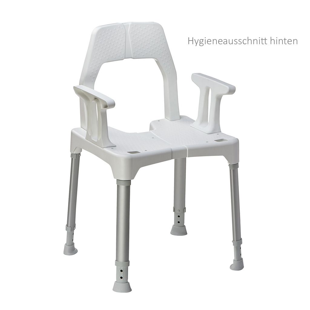 TAYO Duschstuhl mit Rückenlehne und Armlehnen, bis 130kg