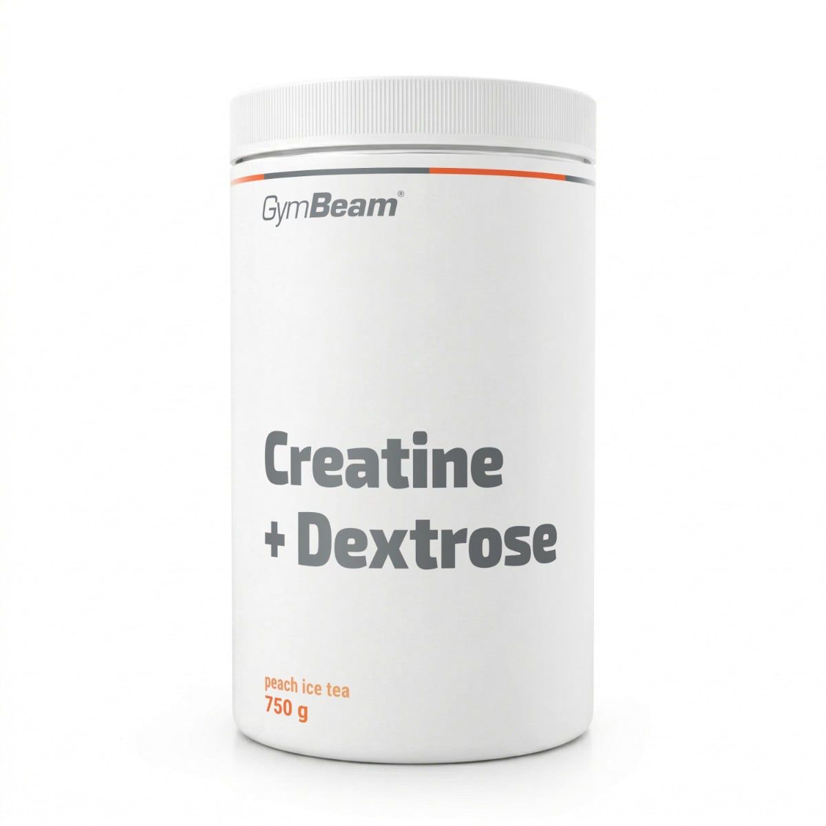 GymBeam Kreatin Monohydrat mit Dextrose Pulver, 750 g, Pfirsich-Eistee-Geschmack.