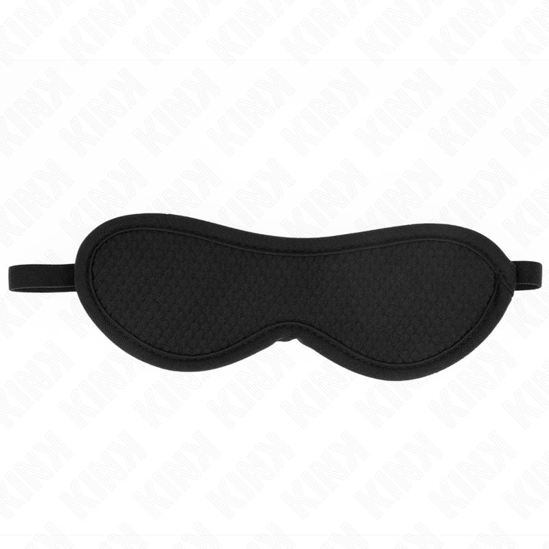 Schwarze Augenbinde mit strukturierter Oberfläche und schwarzem Rand. Mit elastischem Band.