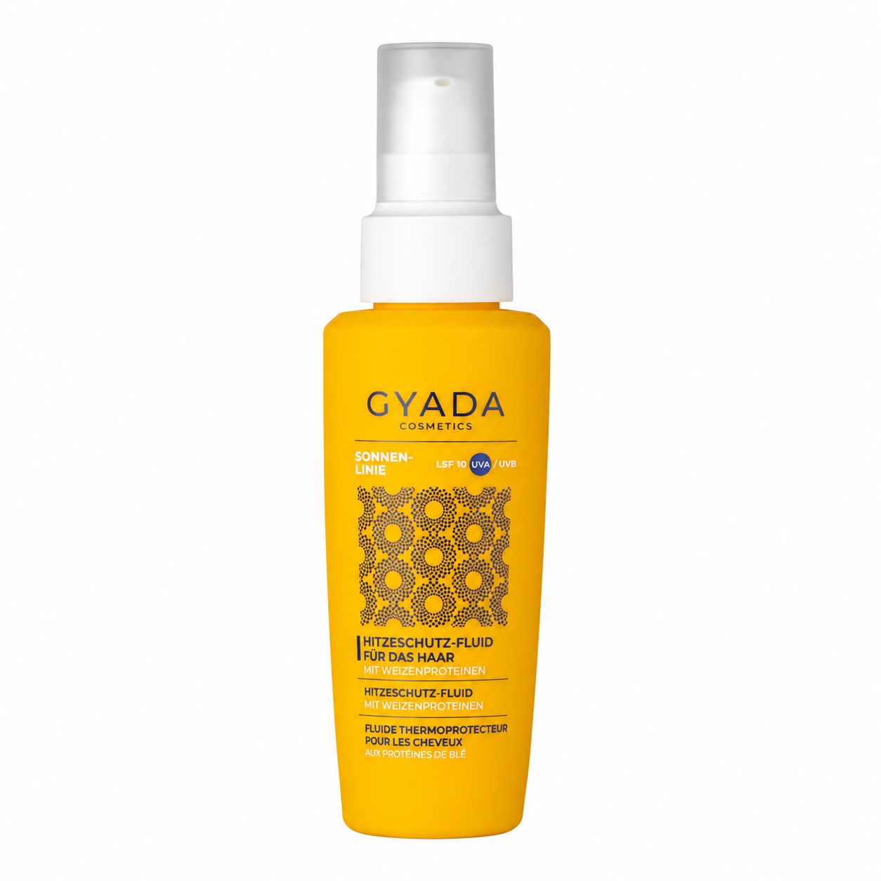 Gyada Cosmetics Hitzeschutz-Fluid für das Haar, Sonnenschutz-Linie, 100ml Sprühflasche.