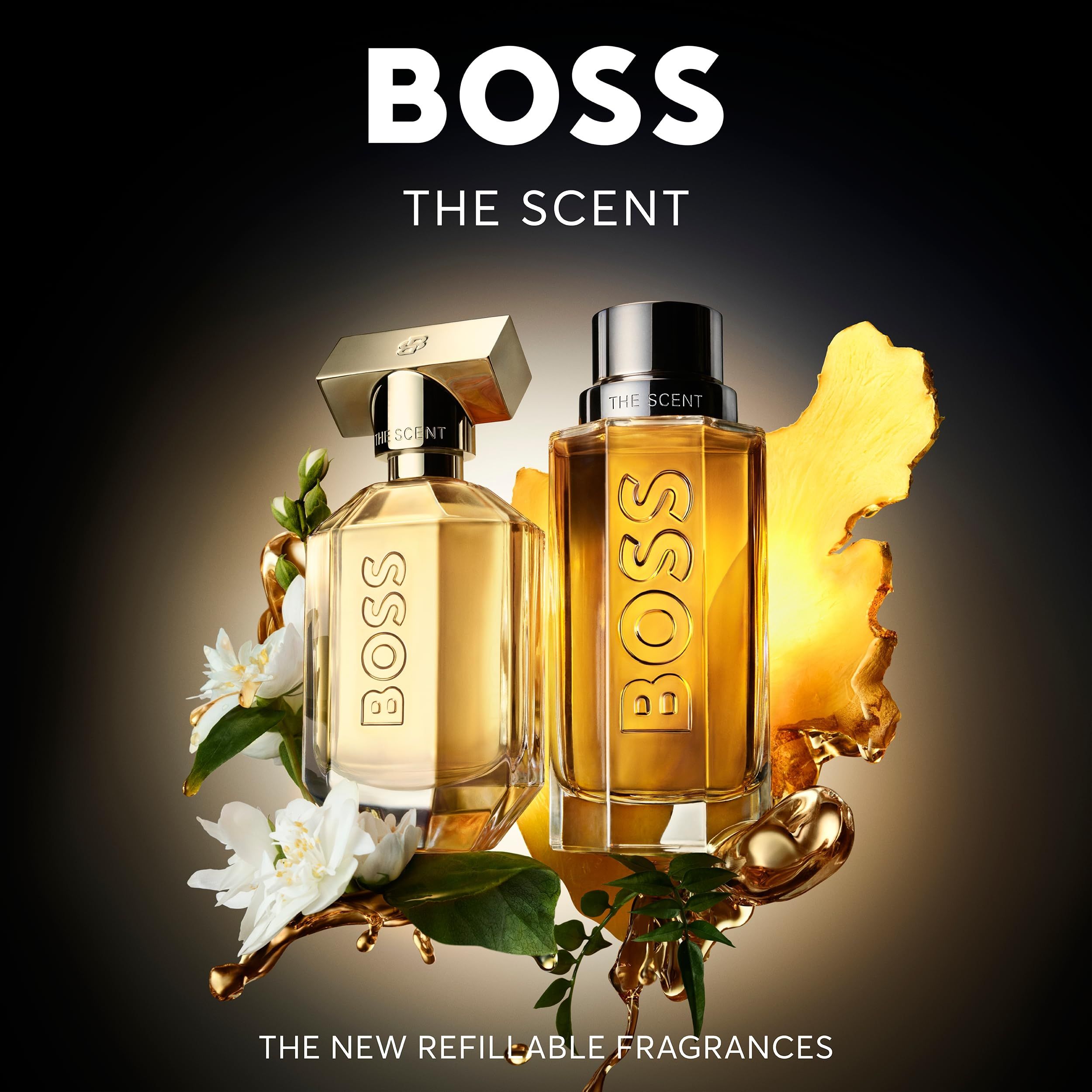 Zwei nachfüllbare Hugo Boss Düfte, einer für Damen, einer für Herren.