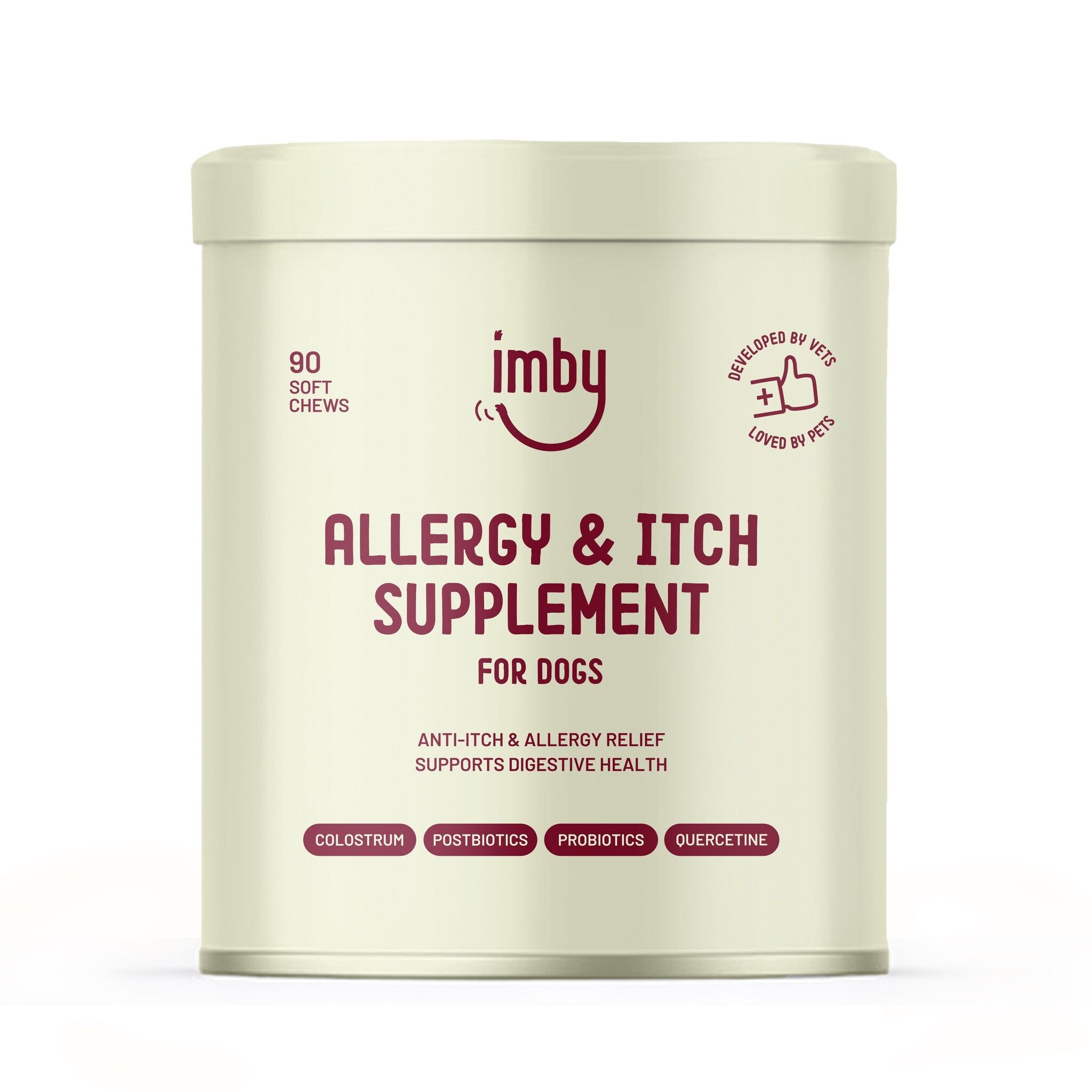 Tierarzt-genehmigte Imby-Nahrungsergänzungsmittel: pflanzlich, hypoallergen, hohe Dosis Wirkstoffe.
