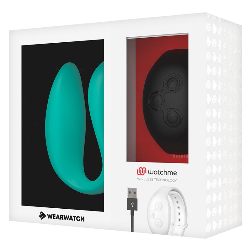 Verpackung des Wearwatch Dual-Technologie Vibrators mit Produktabbildungen und Zubehör.