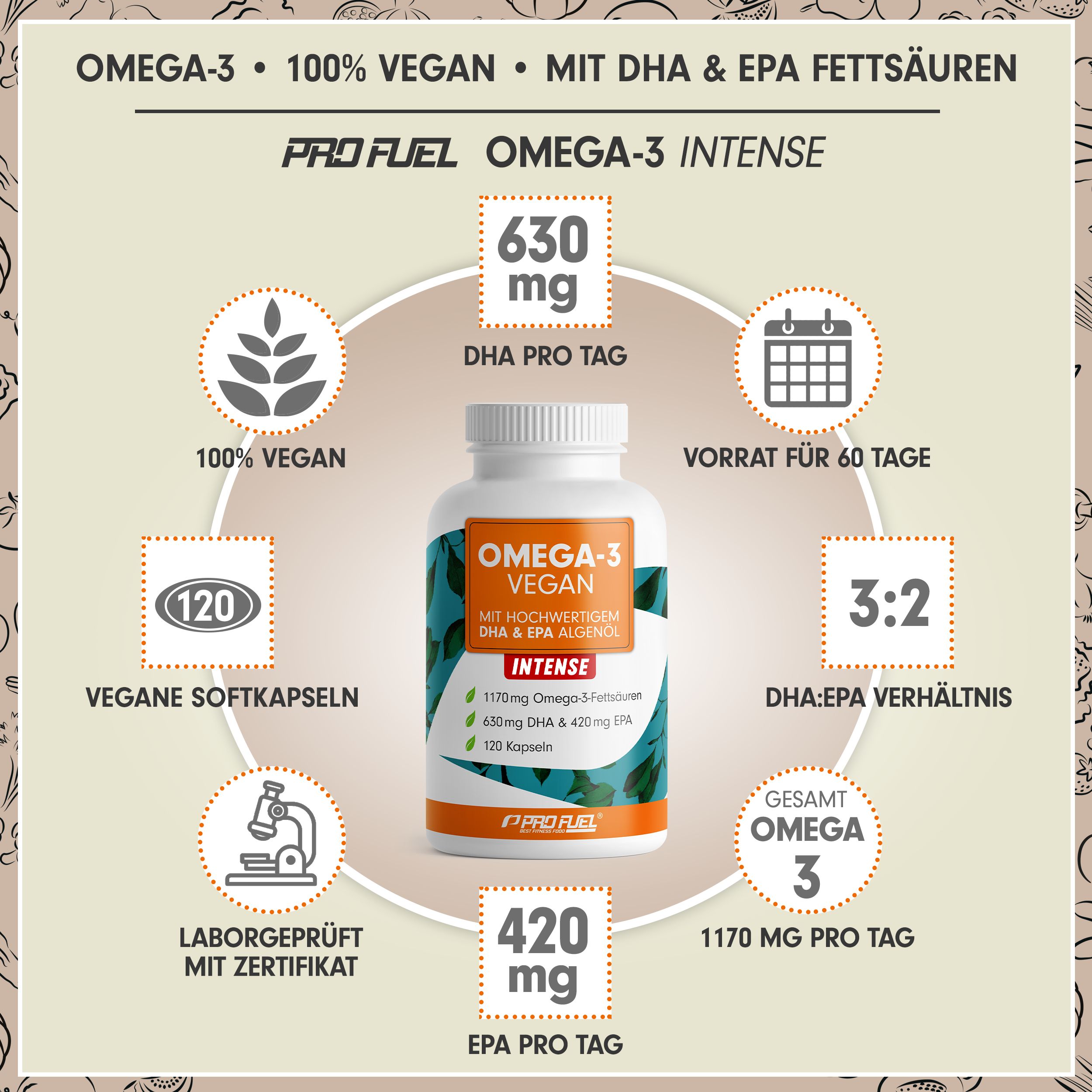 ProFuel - Omega-3 Vegan FORTE DHA + EPA - optimal hochdosiert & vegan
