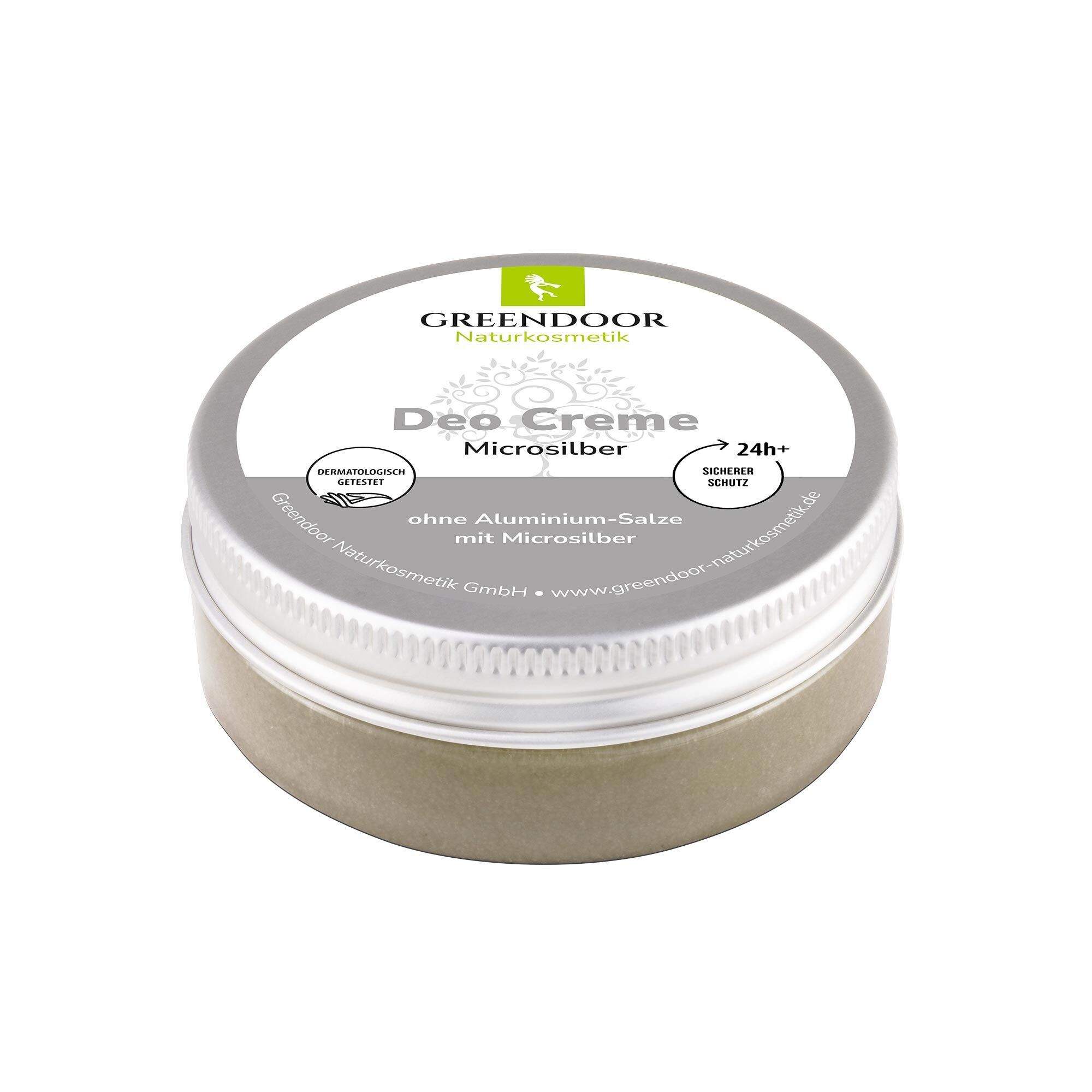 GREENDOOR Deo Creme Microsilber in einem silbernen Tiegel, ohne Aluminiumsalze.
