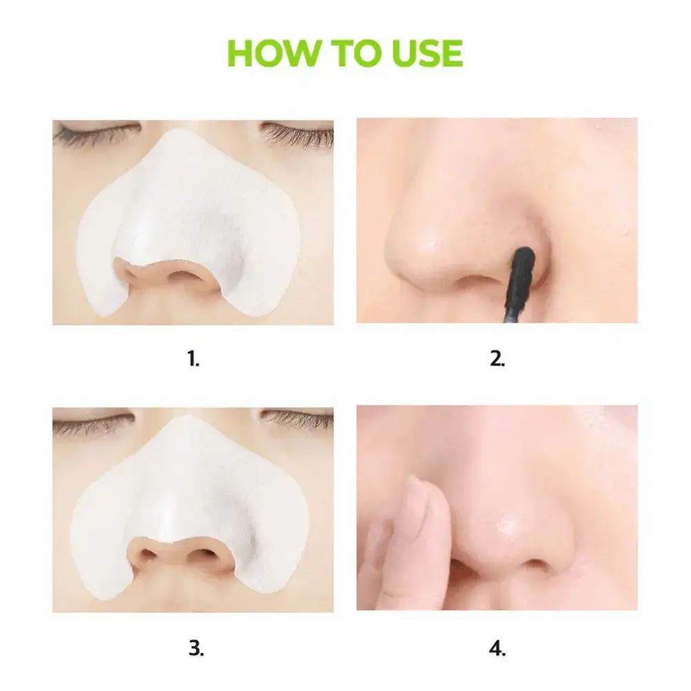 Anwendungsbeispiele des CNP Laboratory Anti-Pore Clear Kits. Schritte 1-4: Maske auftragen, entfernen, reinigen und pflegen.