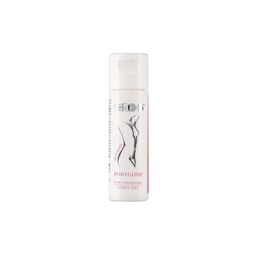 Eros Bodyglide Woman Gleitgel Flasche mit Silhouette einer Frau.