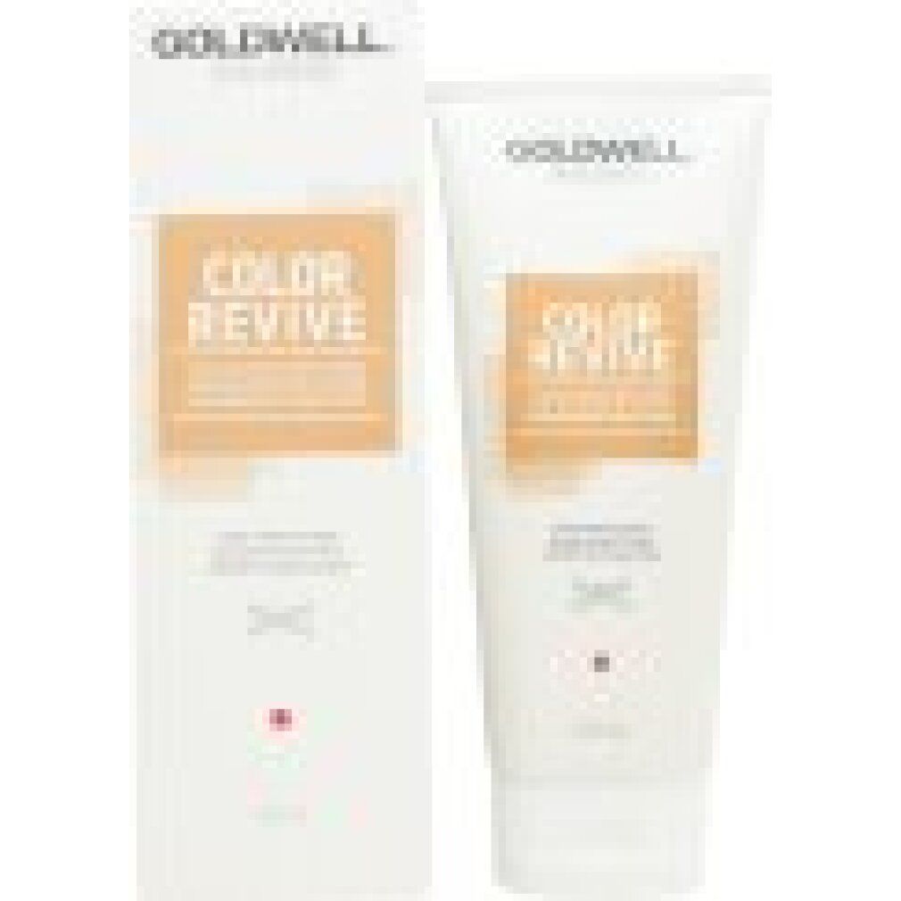 Produkt und Verpackung. Goldwell Dualsenses Color Revive, Dark Warm Blonde. Tube und Schachtel.