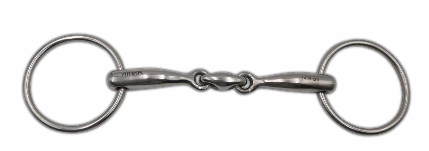 AMKA Wassertrense doppelt gebrochen, Edelstahl. Zwei Ringe, Mittelstück.