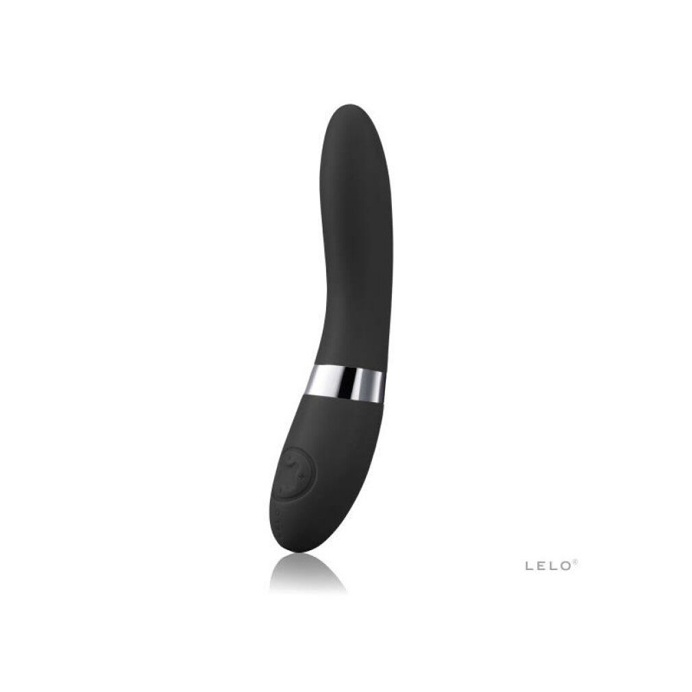 Schwarzer LELO Elise 2 Massager mit silbernem Ring.