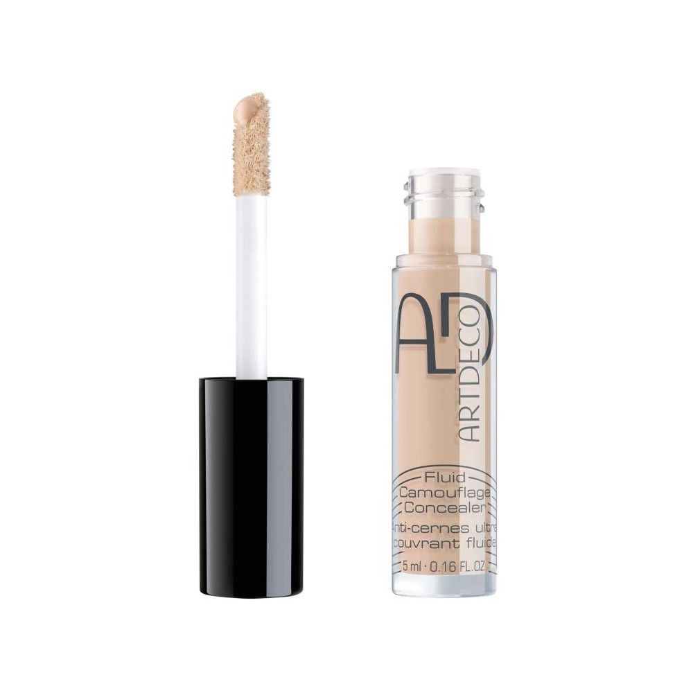ARTDECO Concealer Fluid Camouflage, Flakon geöffnet, mit Applikatorstab.